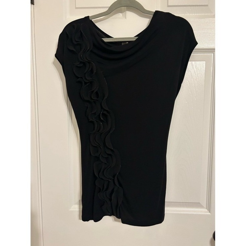Kische Black‎ Ruffle-Accent Top
